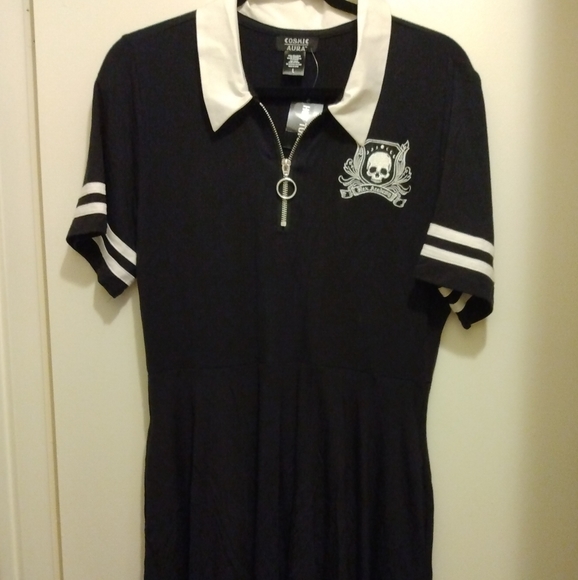 π COSMIC AURA Black Skull Dress Size L - Picture 2 of 12